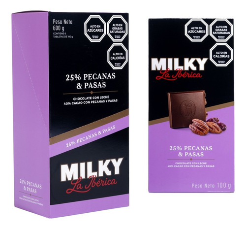 Chocolate Milky Pecanas Y Pasas 100g La Ibérica