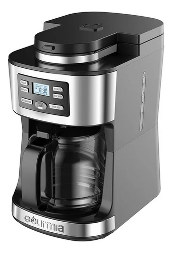 Cafetera Con Molino Integrado Gourmia 12 Tazas Negra Color N Plata