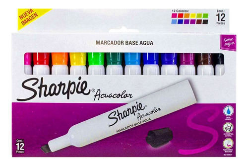 Marcador Agua Sharpie Acuacolor 1 Paquete Con 12 Piezas