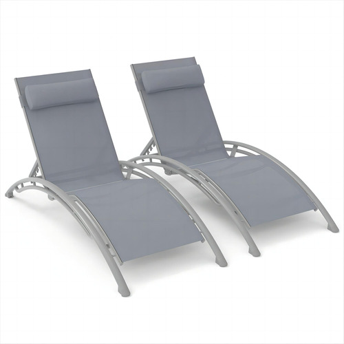 Jintop Chaise Lounge - Juego De 2 Sillas Reclinables De Tela