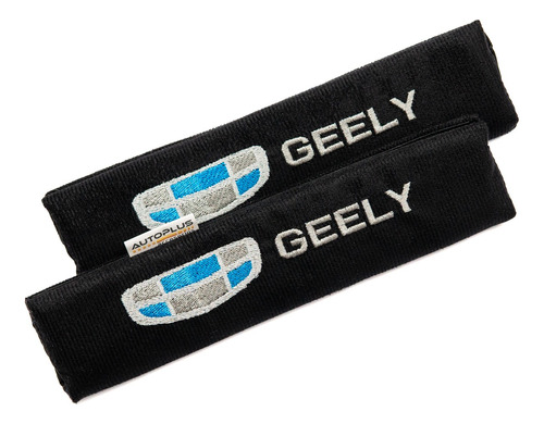 Protectores Cubre Cinturones Tela Negro Logo Geely Bordado