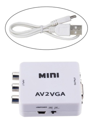 Conversor Adaptador Av-rca A Vga Convertidor Convierte Señal