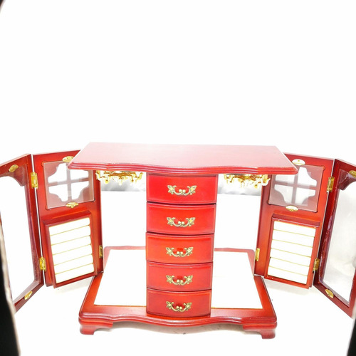 Imagen 2 de 8 de Alhajero Joyero Armario Vintage De Madera 33x14x30 Cm