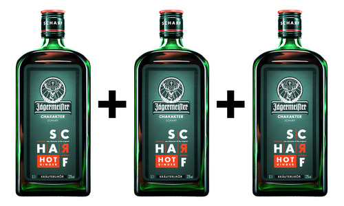 Kit Com 3 Licor Jagermeister Scharf Hot Ginger Gengibre