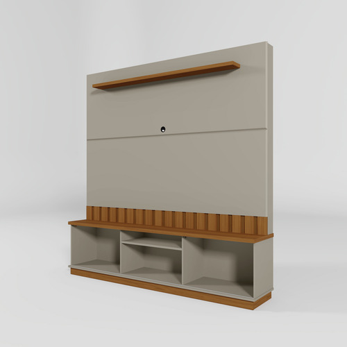 Rack C/panel Para Tv 70 Living Color Madera Combinado Diseño Gris