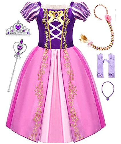 Vestido Princesa Avady Para Niñas Vestido Rapunzel Fiesta Cumpleaños Halloween Navidad