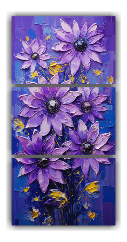 45x90cm Pintura Moderna De Girasoles Púrpuras En Lienzo