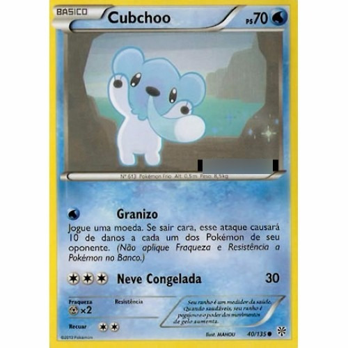 Cubchoo - Pokémon Água Comum - 40/135 - Pokemon Card Game