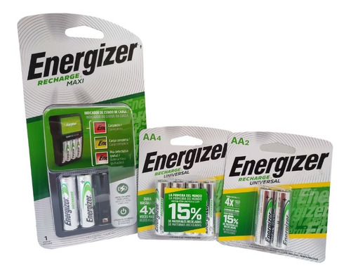 Combo Energizer Maxi Bateria Recargable Aaa X2 Y Aax4