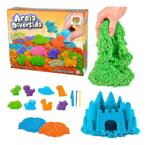 Areia De Modelar Brinquedo Infantil 300g Colorida Divertida