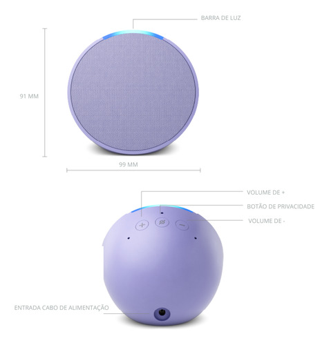 Amazon Echo Pop Com Assistente Virtual Alexa Lilas Cor Lavander