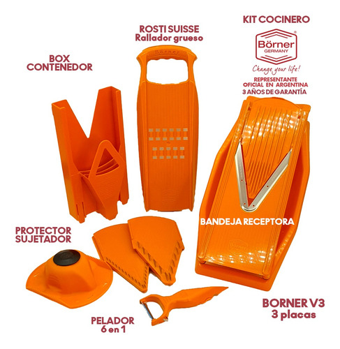 Imagen 2 de 9 de Kit Mandolina V3 Multbox Bandeja Rosti Suisse Pelador Gratis
