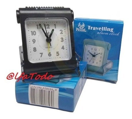 Reloj Pearl Travelling Negro Alarma Con Estuche