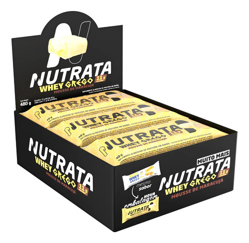 Whey Grego Bar Mousse De Maracujá - Nutrata 12 Un. Mousse De Maracujá