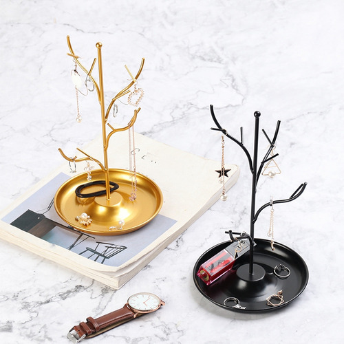 Collar Y Pendientes De Hierro Con Soporte De Árbol Para Joya