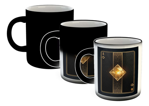 Taza Magica Carta Oro Poker Diamante Negro Naipe