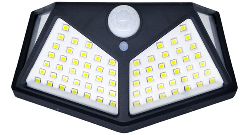 Luminária Solar 100 Led Com Sensor Jardim À Prova D'água Top Cor Preto