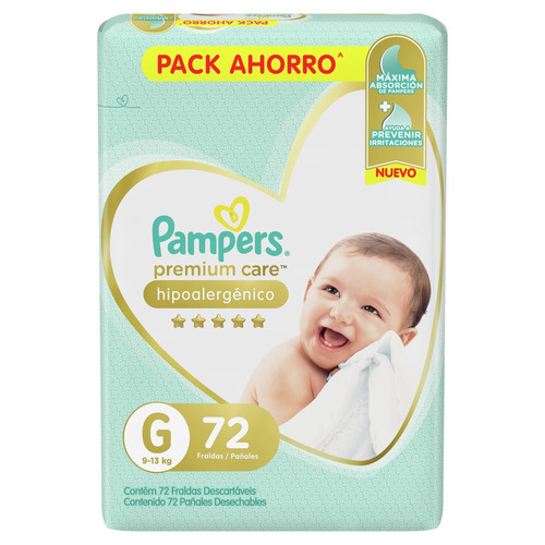Pañales Pampers Premium Care - 72 - G - Sin género