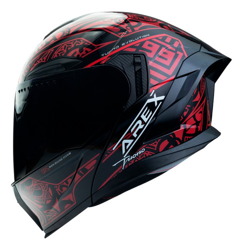 Casco Abatible Negro Rojo / Mica Tinteada