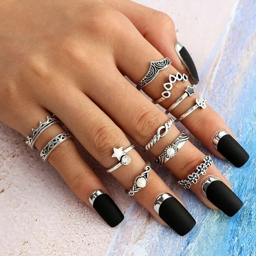 Set Conjunto Anillos Estrella Vintage