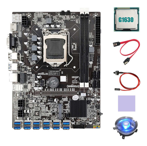 Placa Base B75 Eth Mining 12xusb+cpu+g1630+ventilador De Ref