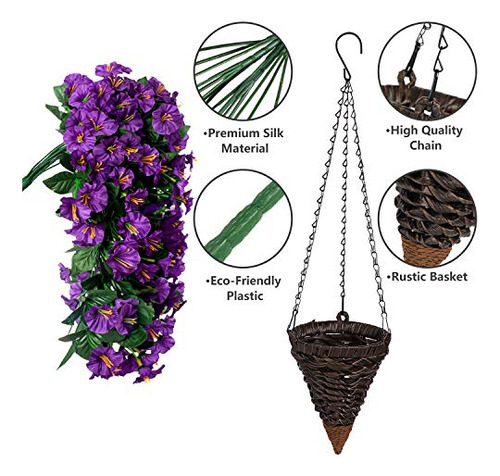Plantas De Flores Artificiales Colgantes En Canastas Para E
