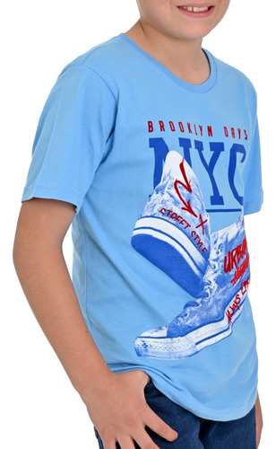 Playera Cuello Redondo Yale Boys Regular Fit Azul Medio 6372