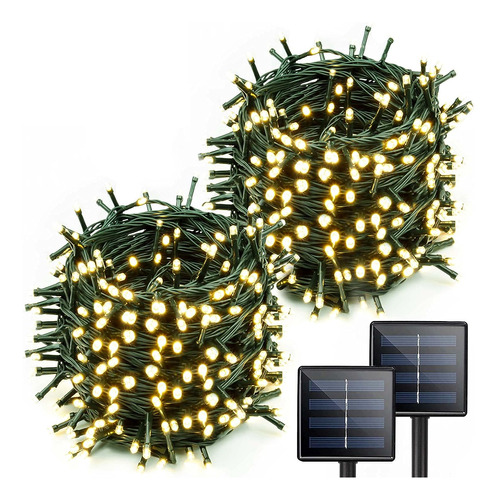 Juego De 2 Guirnaldas De Luces Solares Para Exteriores, 400