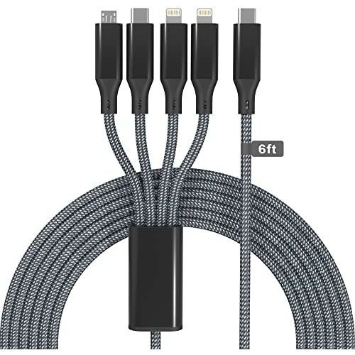 Cable De Cargador Largo Usb C A Multi 4 En 1 Con Doble Luz