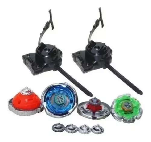 Kit 4 Beyblade Metal + 2 Lançador + Arena Batalha