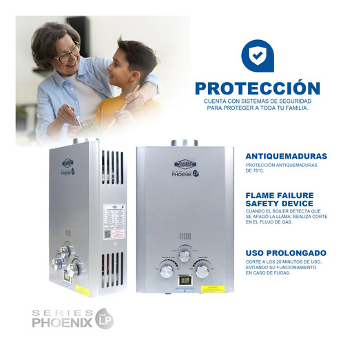 Boiler De 1 Servicio 6l Por Minuto Gas Lp Series Phoenix
