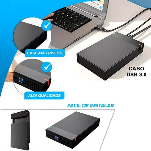 Case Gaveta Para Hd 3,5 Externo Sata - Usb 3.0 Pc Desktop