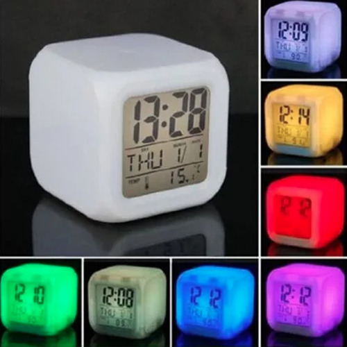 Reloj Despertador Digital Led 7 Colores Intermitentes