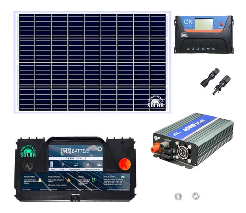 Kit Casa Solar Básico De 100w Para Producción De 500w/h Día