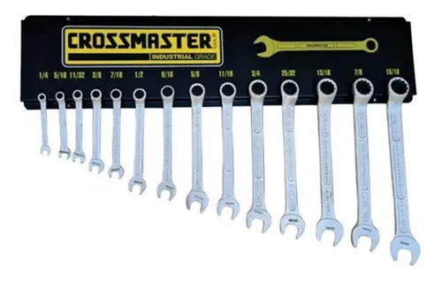 Juego Llaves 14 Pz Comb. Crossmaster 1/4-15/16 PuLG +tablero