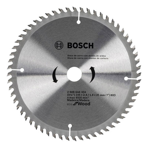 Disco De Serra Circular Eco Bosch 235mm 60 Dentes