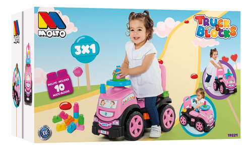 Camion Montable Rosa Con 10 Blocks Marca Molto