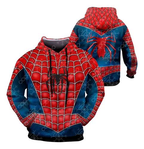 Sudadera Con Capucha De Spiderman Rojo Oversize Para Adulto