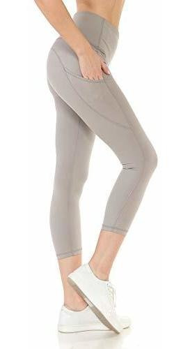 Leggings Depot Yl8ac21-lightgrey-l Alto Cintura 1bj7h