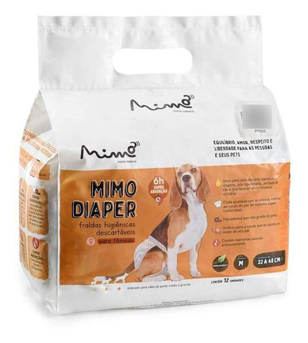 Fralda Higiênica Descartável Mimo Diaper Para Cães Fêmeas M