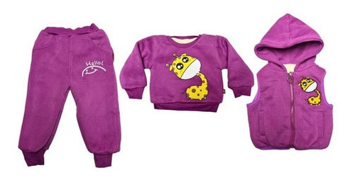 Conjunto Buzo Niños Niñas Forro Polar 3 Piezas. Invierno