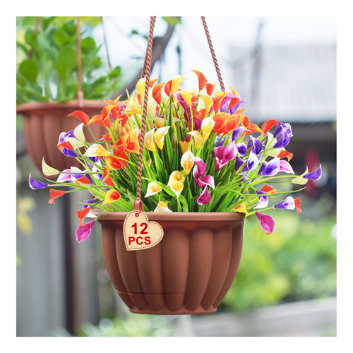 12 Flor Artificial Lirio Calla Para Exterior Jardin Porche