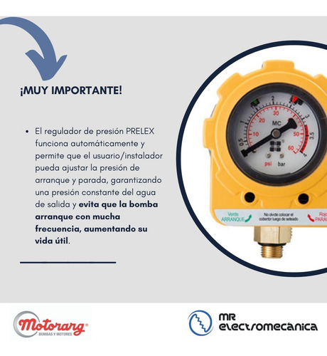 Presostato Electrónico Motorarg Prelex 0-4 Bar 220 Volts