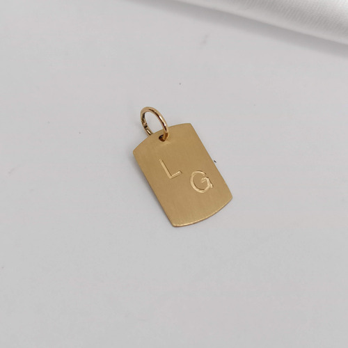 Colgante Medalla Oro 18k Rectangular 15x9mm Grabado Color Dorado
