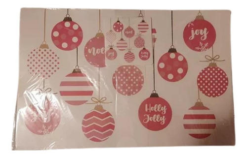 Manteles Individuales Y Portavasos Esferas Rosas Navidad