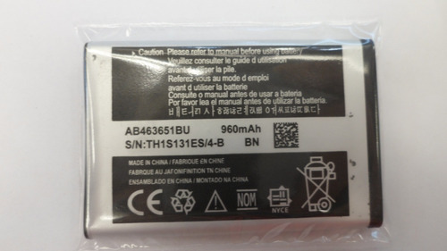 Bateria Samsung Original Ab463651bu E7 960mah (2009) E2050