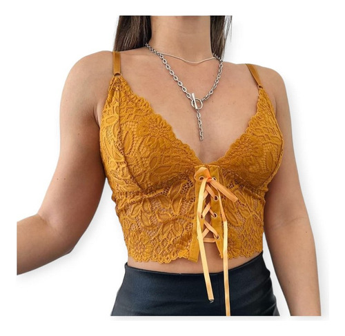 Top Encaje O Bralette Con Push Up Breteles Regulables Delia