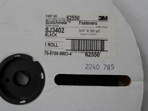 3m Sj3402 Rollo De Velcro De 50 Yd O 45 Metros Simple Negro Negro