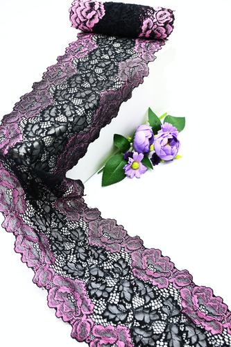 Rollo De Encaje Bicolor Floral De Alta Calidad 7014 Rosa