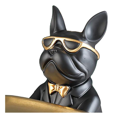 Zh Bandeja De Almacenamiento De Estatua De Bulldog, Resina